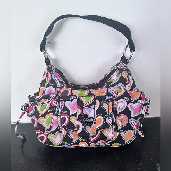 MUDD Colorful Heart Print Shoulder Bag Small 90s Y2K - Picture 1 of 4
